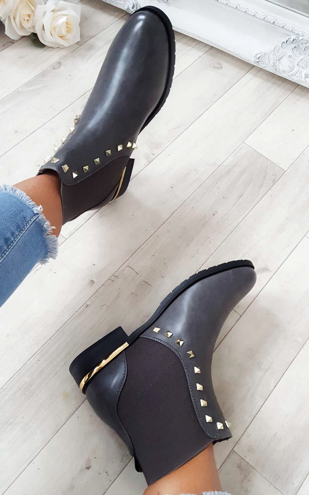 Shelly Studded Chelsea Ankle Boots