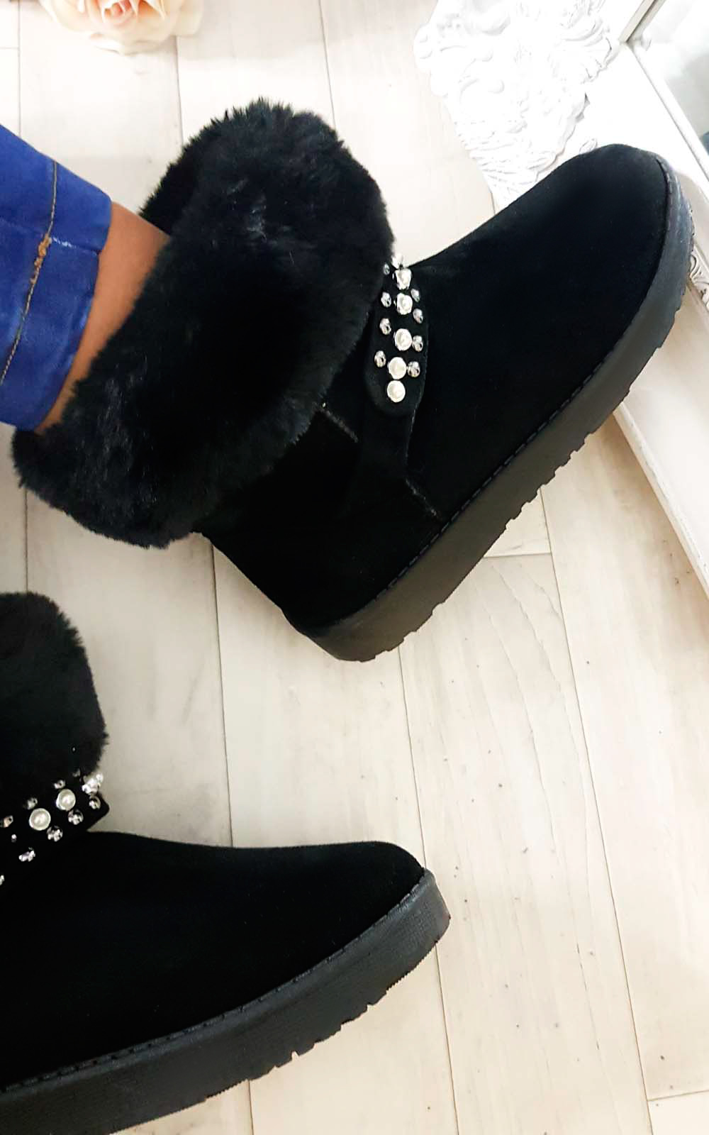 Carla Faux Fur Platform Embellished Boots Thumbnail