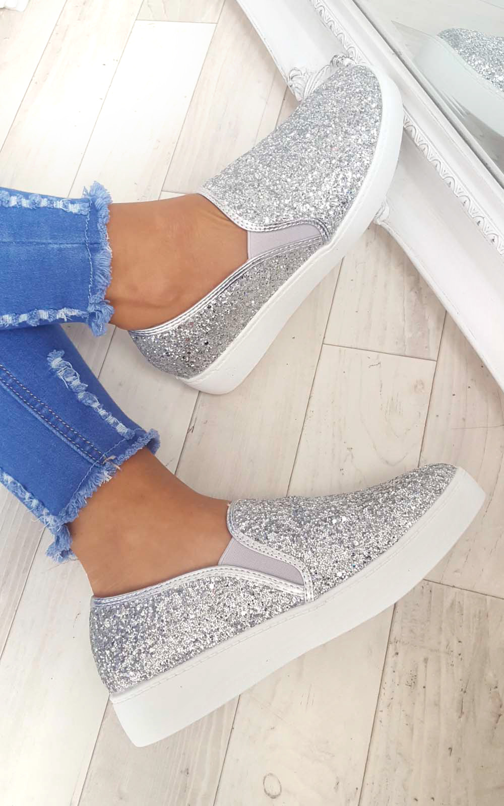 Alex Slip On Chunky Glitter Trainers Thumbnail Alex Slip On Chunky Glitter Trainers Thumbnail