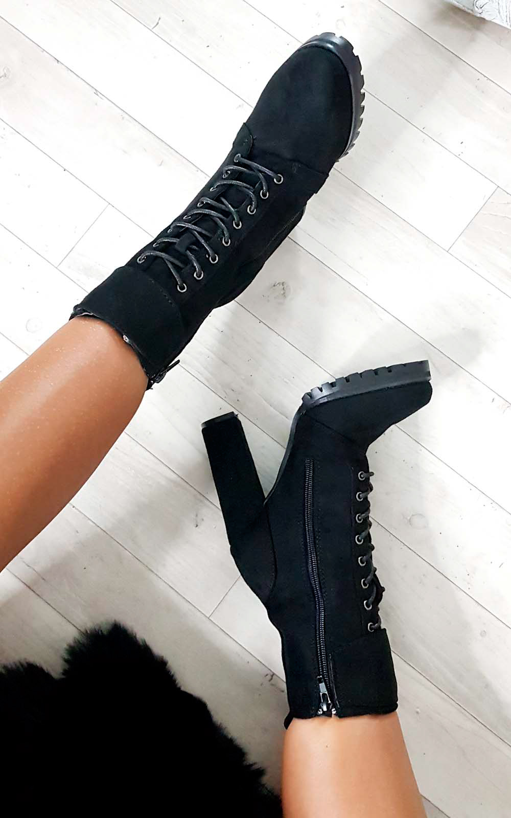 Shay Faux Suede Platform Tie Up Boots Thumbnail