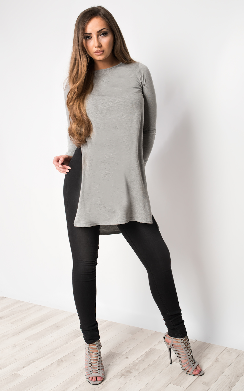 Laila Basic Side Split Casual Top Thumbnail