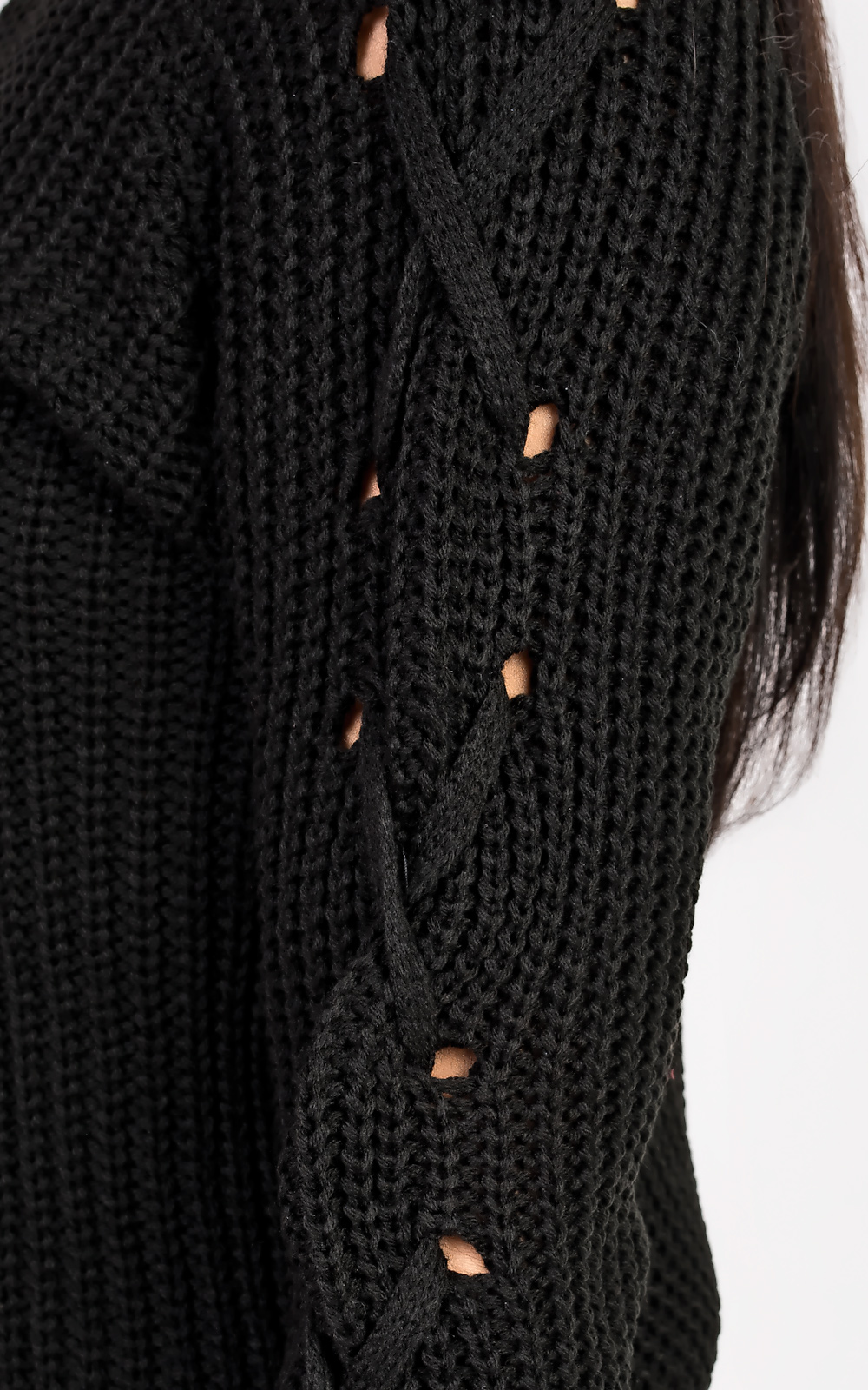 Evie Knitted Lace Up Jumper Thumbnail Evie Knitted Lace Up Jumper Thumbnail