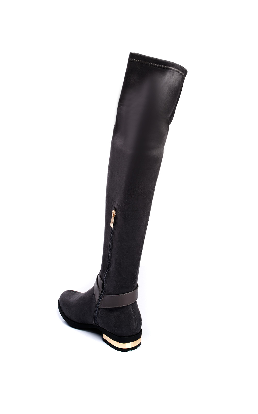 Irena Faux Suede Gold Bar Knee High Boots Thumbnail