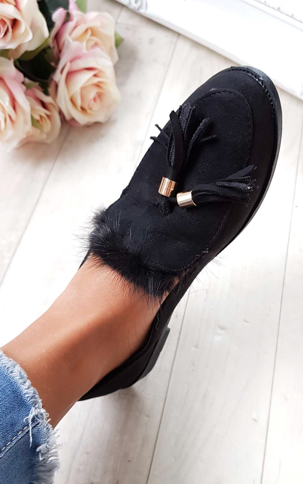 Ferla Faux Suede Fur Tassel Pumps Ferla Faux Suede Fur Tassel Pumps