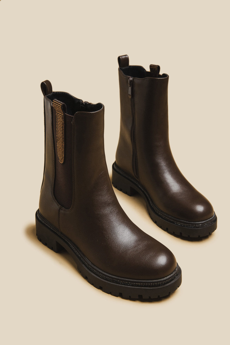 Marla Chelsea Boots with Zip and Diamante Detail Thumbnail Marla Chelsea Boots with Zip and Diamante Detail Thumbnail