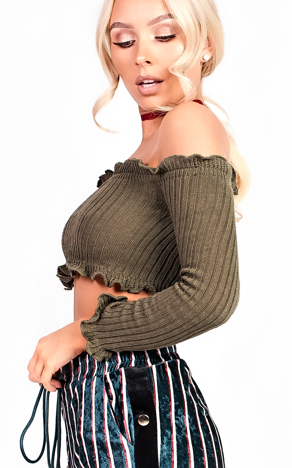 Brianna Ribbed Long Sleeved Crop Top Thumbnail