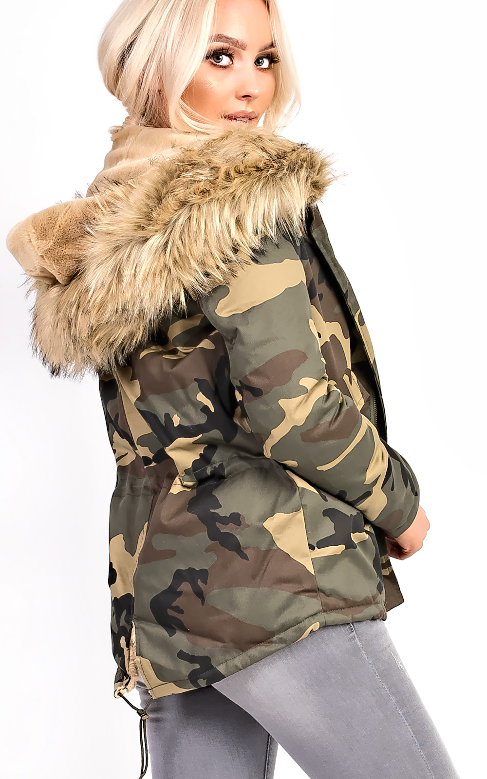 Karla Faux Fur Camo Parka Thumbnail