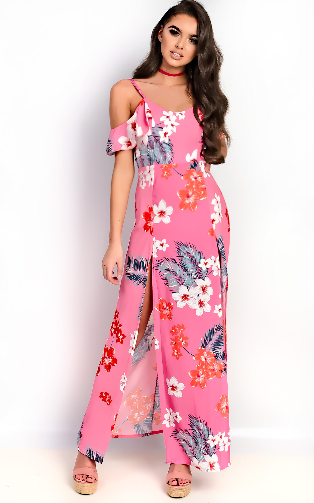 Daphne Double Split Floral Maxi Dress Thumbnail