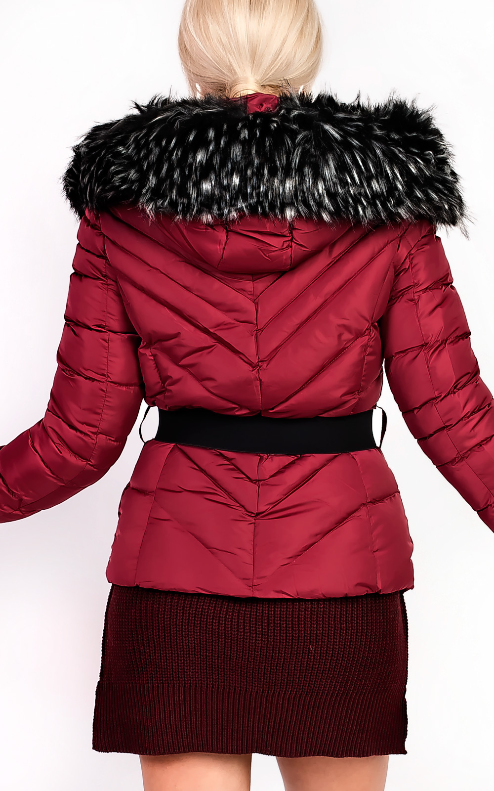 Elisia Padded Faux Fur Hooded Belted Jacket Thumbnail Elisia Padded Faux Fur Hooded Belted Jacket Thumbnail