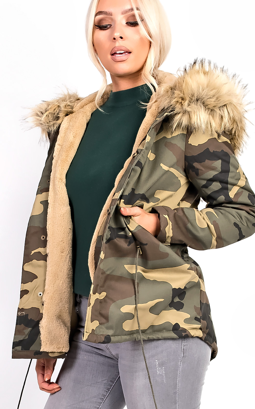 Karla Faux Fur Camo Parka Thumbnail