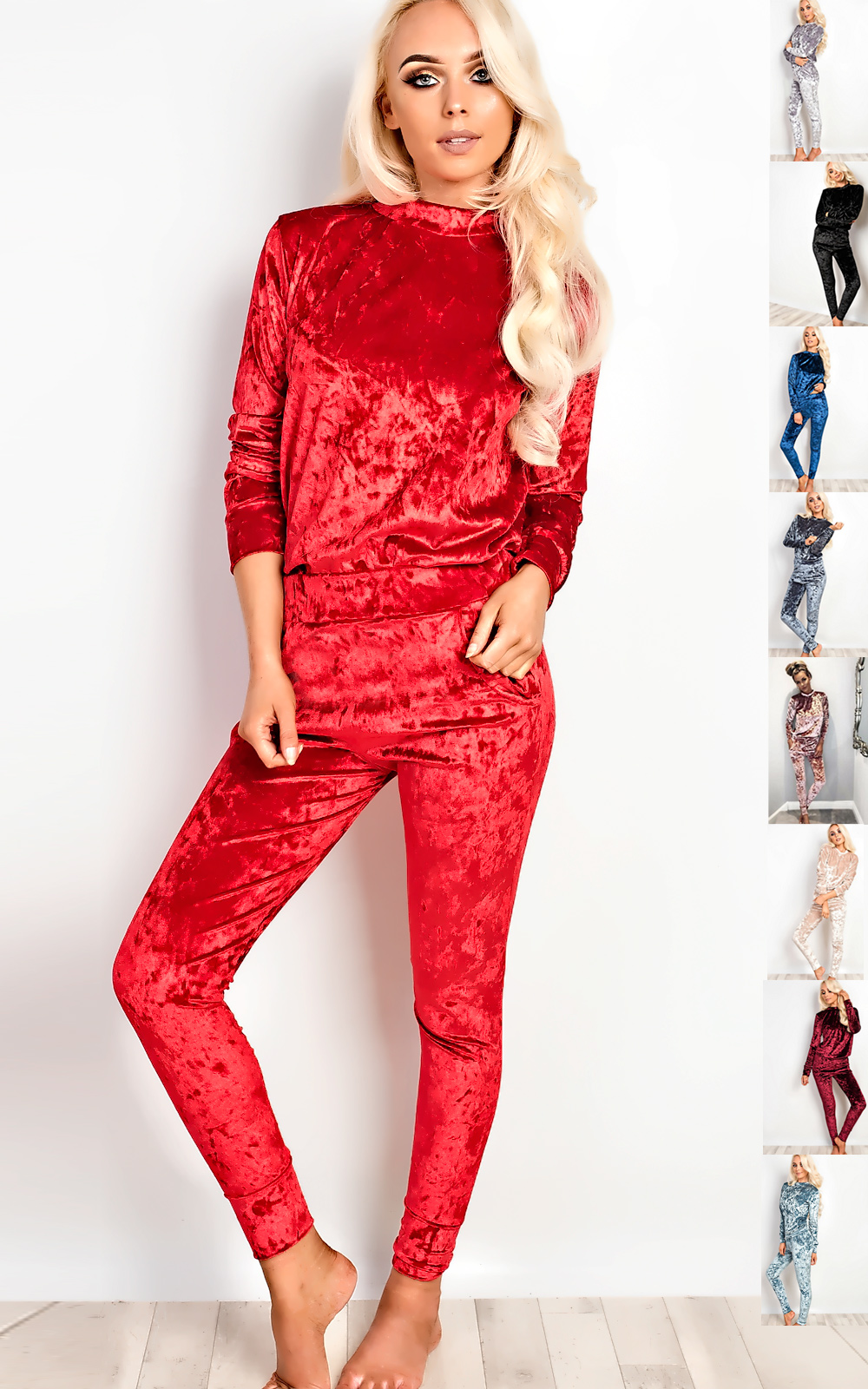 Amelia Crushed Velvet Jogger Set in Grey ikrush