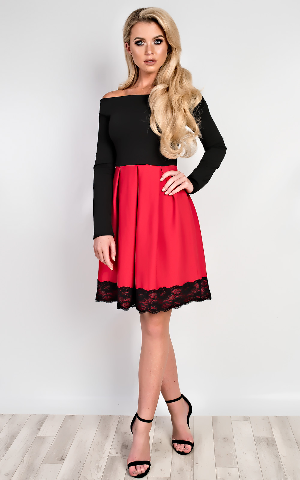 Caitlin Off Shoulder Skater Dress Thumbnail