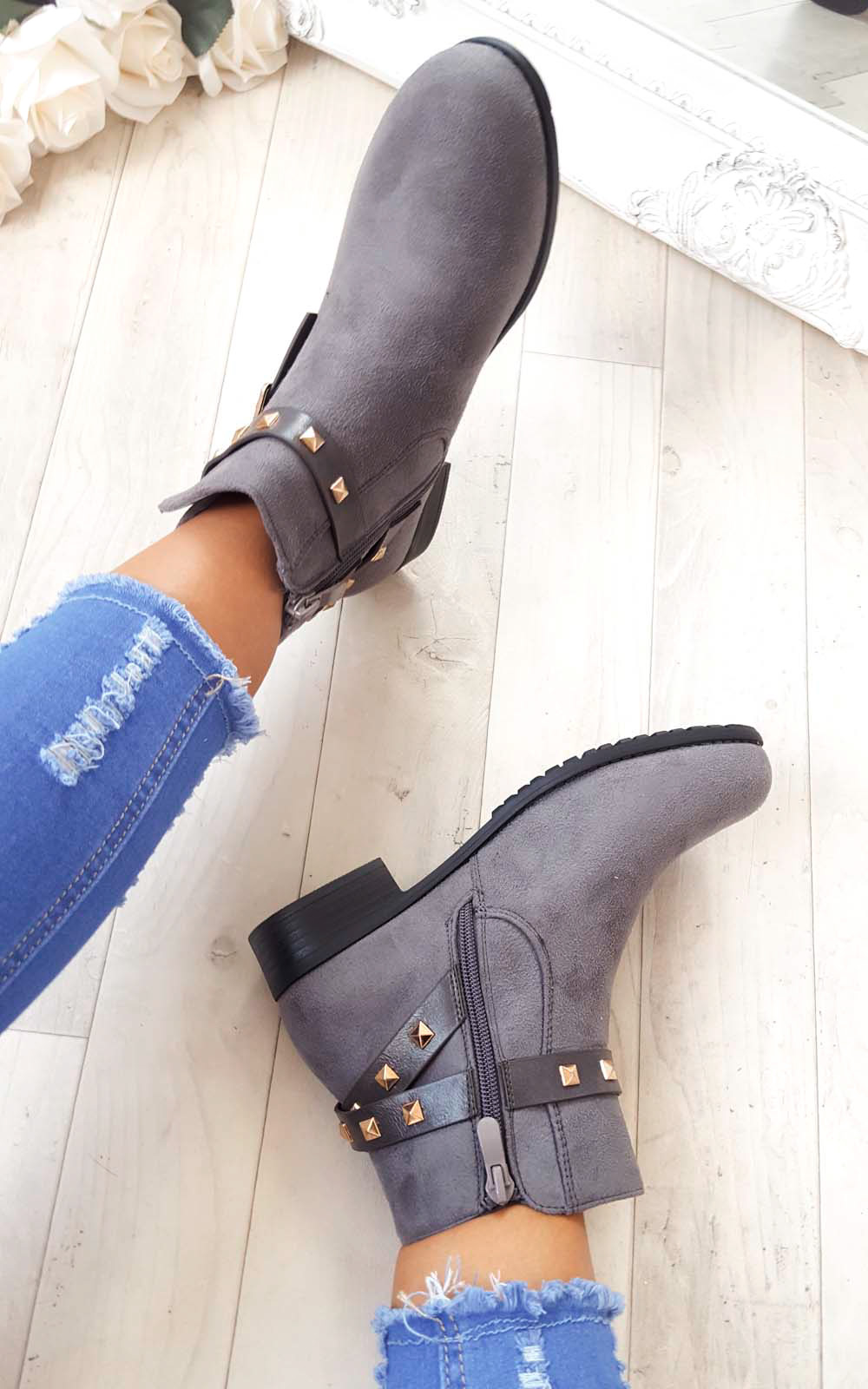 Alexia Studded Faux Suede Ankle Boots Alexia Studded Faux Suede Ankle Boots