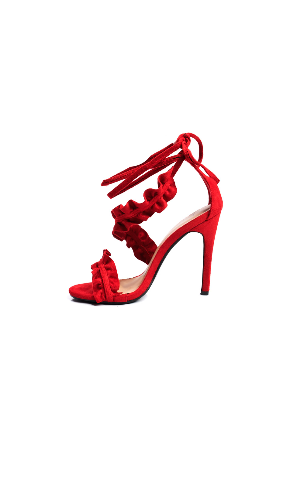 Bela Faux Suede Frill Barely There Heels Thumbnail Bela Faux Suede Frill Barely There Heels Thumbnail