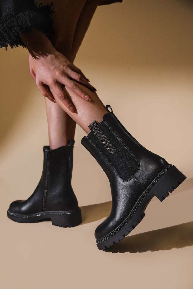 Marla Chelsea Boots with Zip and Diamante Detail Marla Chelsea Boots with Zip and Diamante Detail