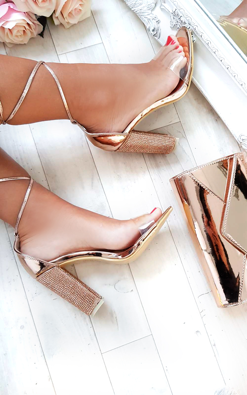 Hope Clear Strap Tie Up Diamante Heels Thumbnail Hope Clear Strap Tie Up Diamante Heels Thumbnail