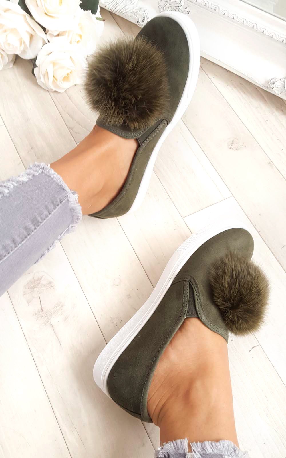 Aliana Pompom Faux Suede Trainers Thumbnail Aliana Pompom Faux Suede Trainers Thumbnail
