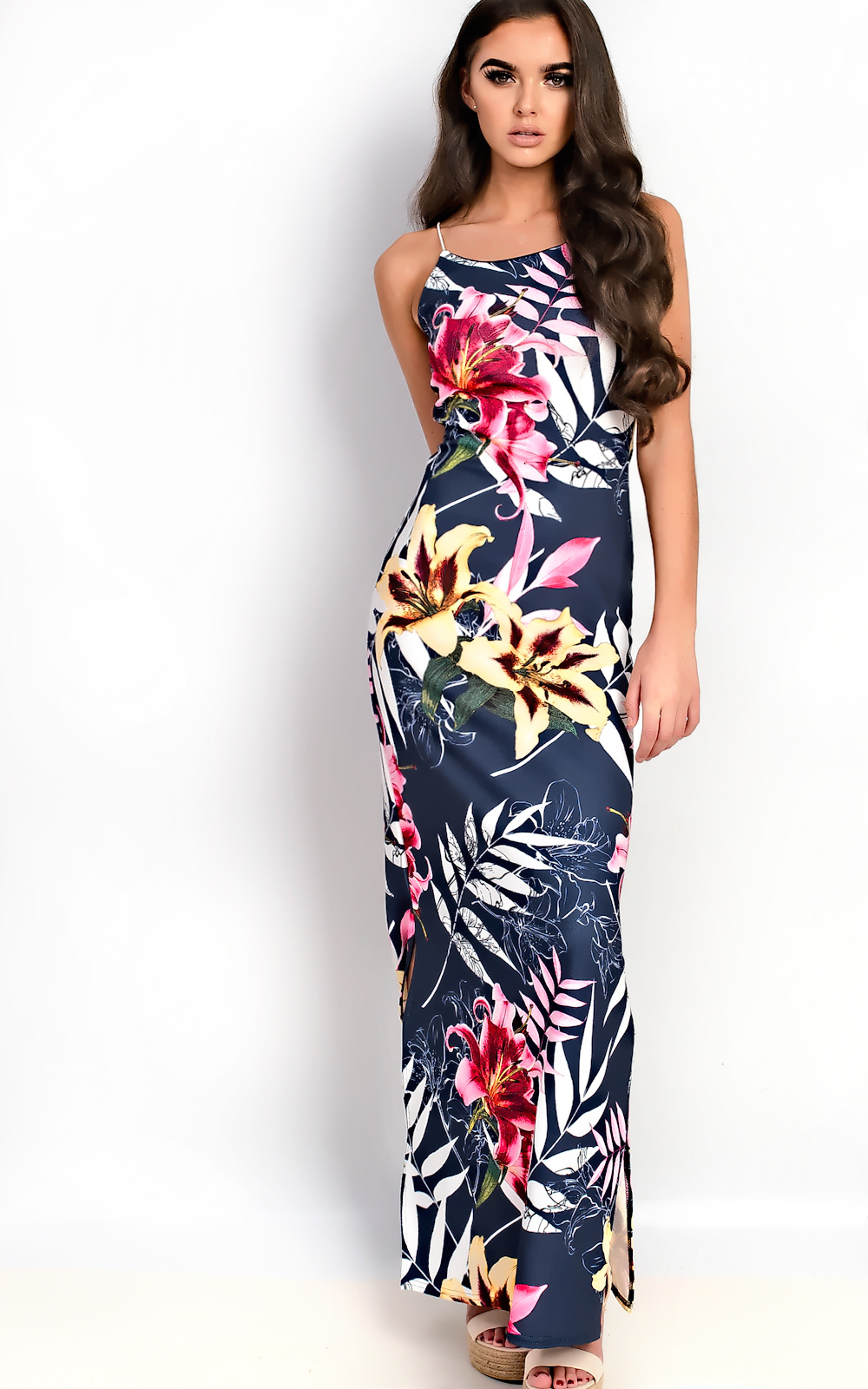 Brianna Floral Slit Side Maxi Dress Thumbnail