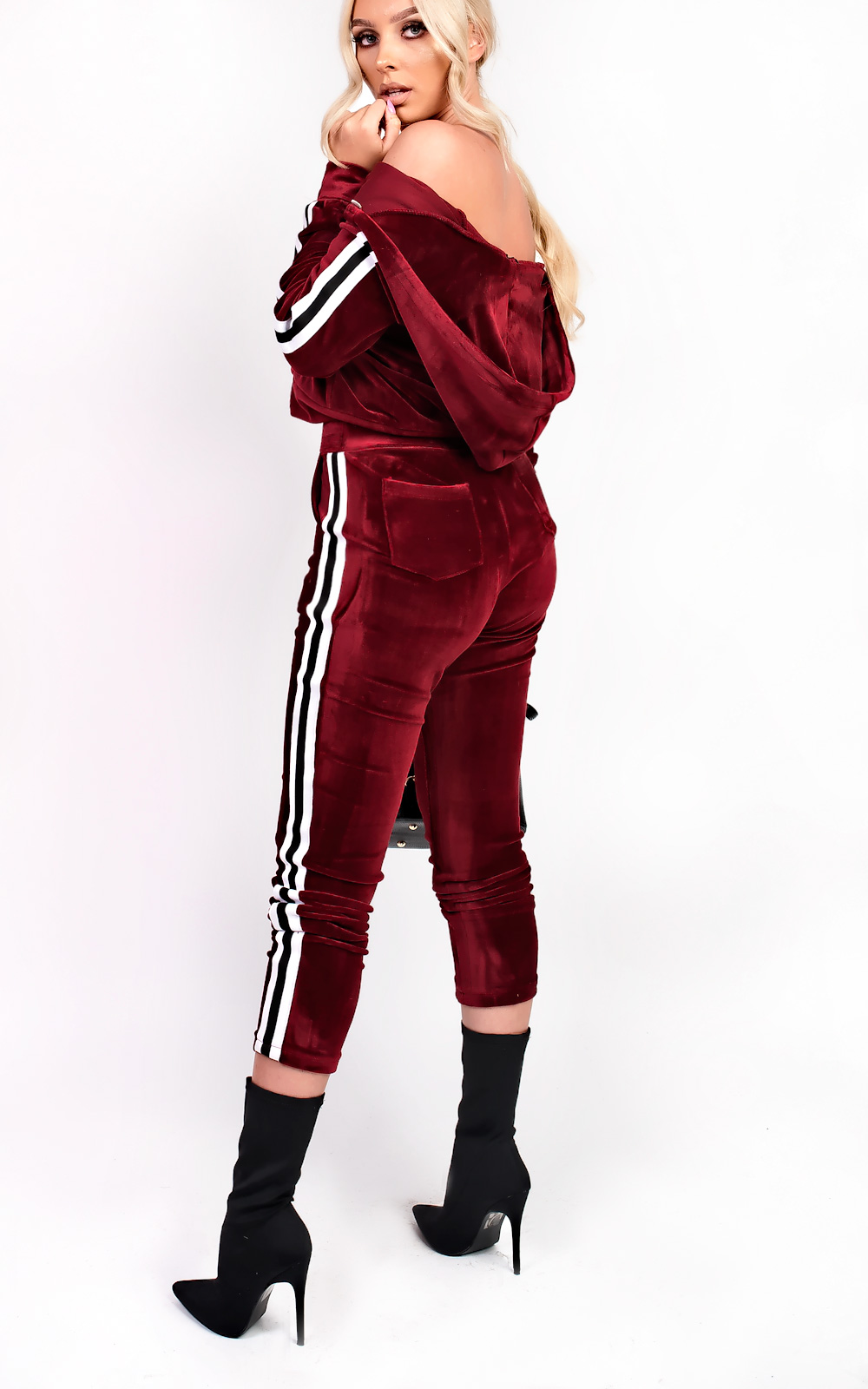 Kourt Stripe Velour Tracksuit Thumbnail