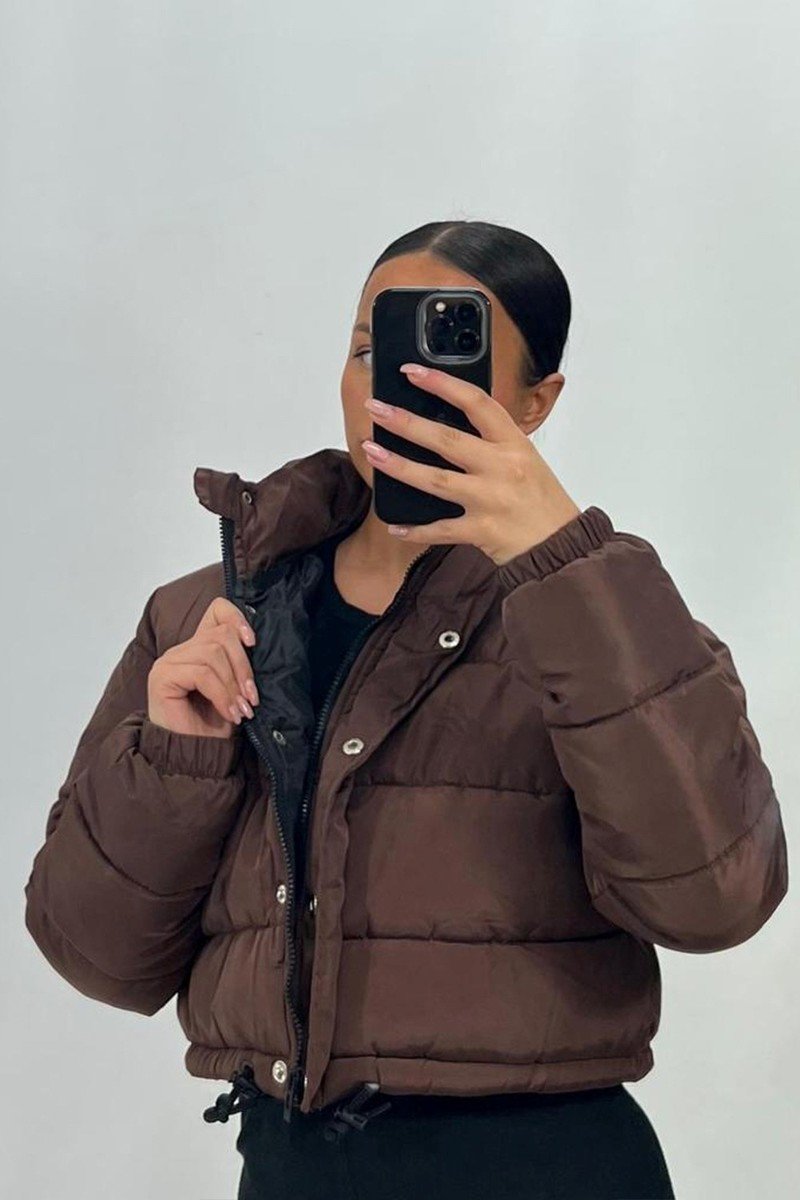 Eliana Cropped Drawstring Puffer Jacket Thumbnail Eliana Cropped Drawstring Puffer Jacket Thumbnail