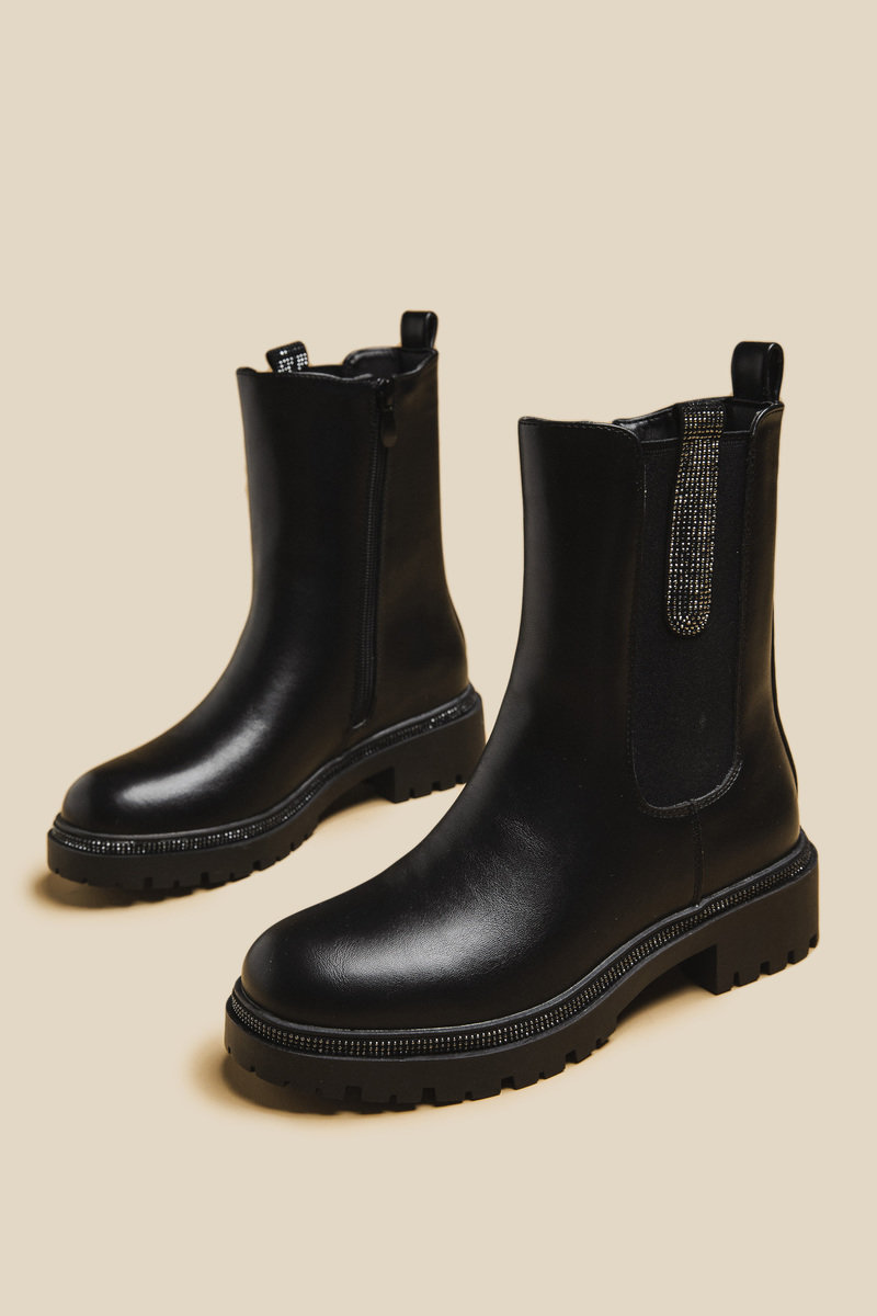 Marla Chelsea Boots with Zip and Diamante Detail Thumbnail Marla Chelsea Boots with Zip and Diamante Detail Thumbnail