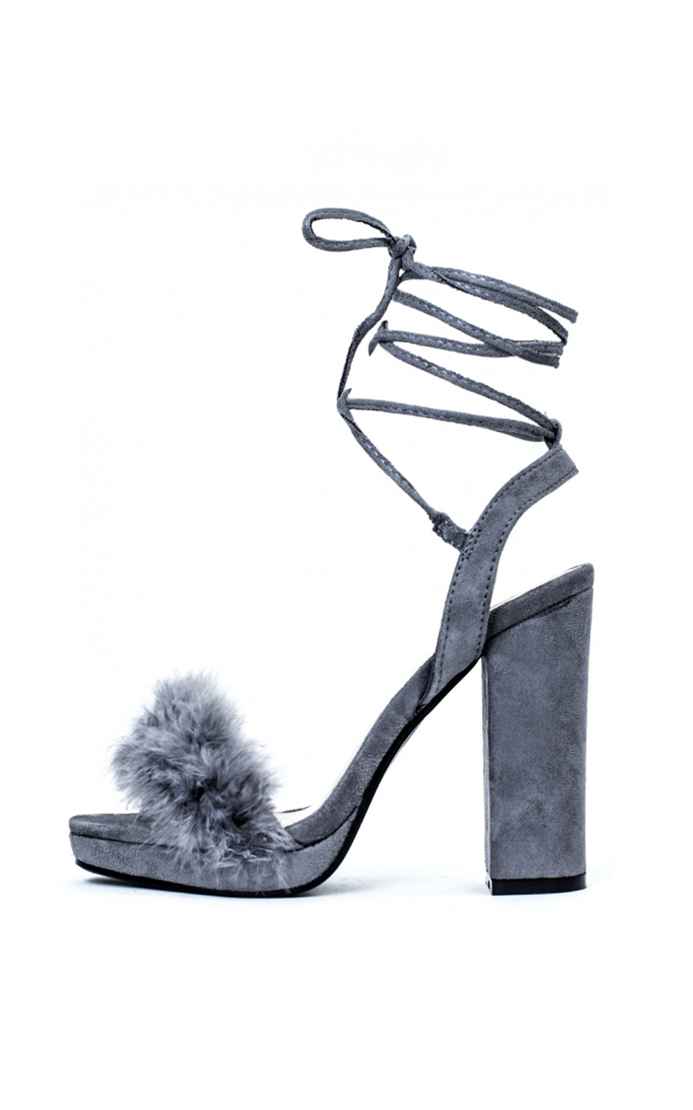 Loucia Fluffy Lace Up High Heels  Thumbnail