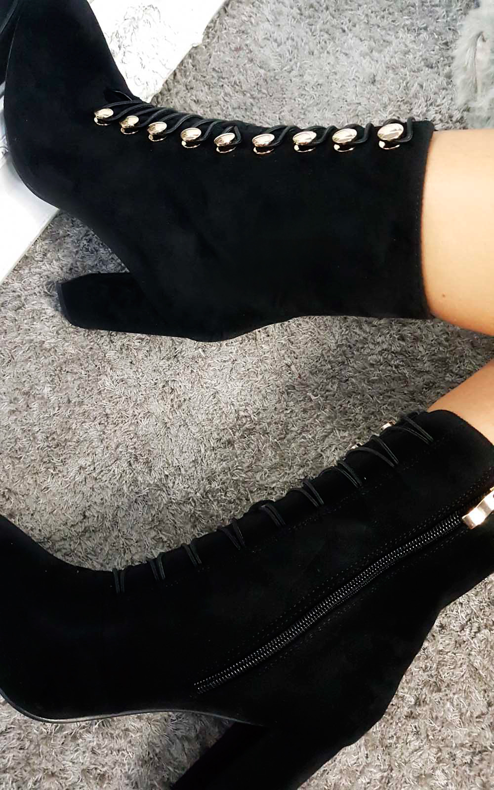 Elle Faux Suede Corset Ankle Boots