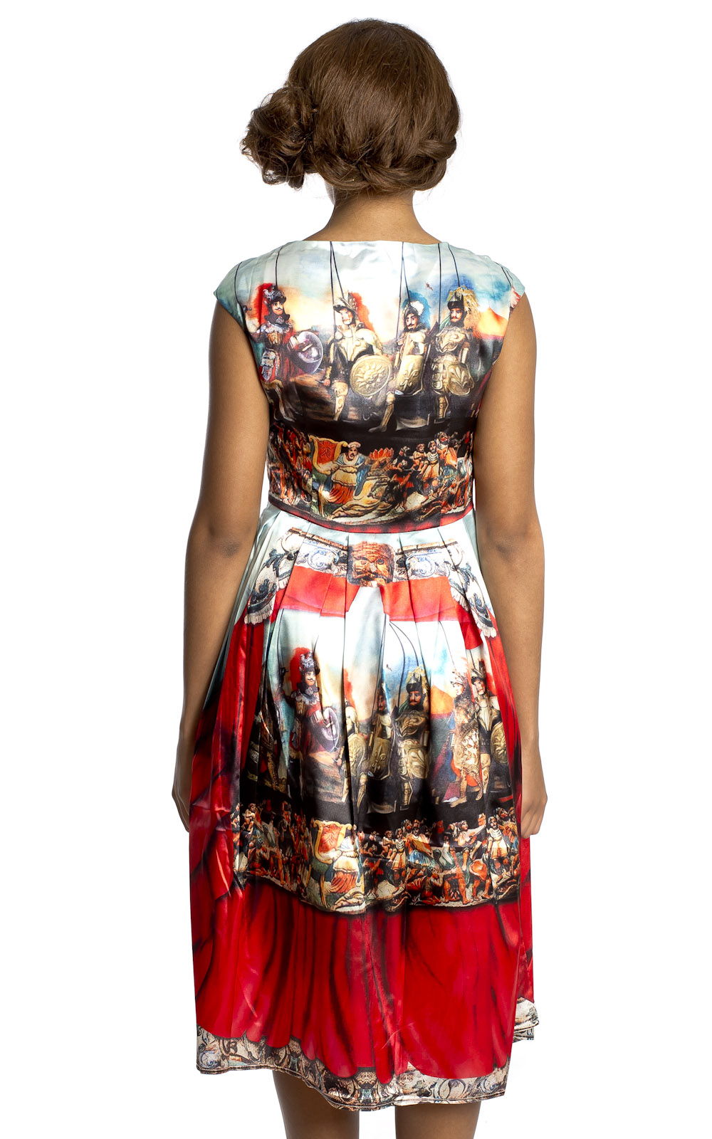 Helena Battle Print Midi Dress Thumbnail Helena Battle Print Midi Dress Thumbnail