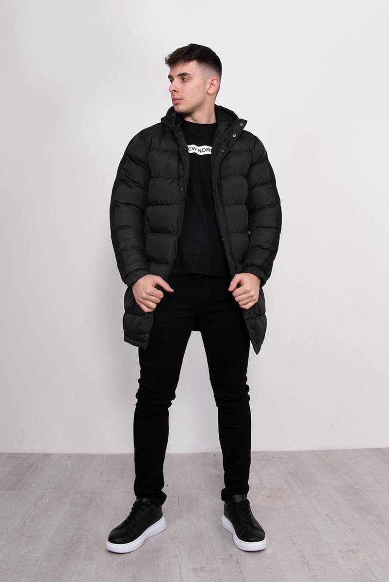 Aiden Hooded Longline Padded Coat Thumbnail