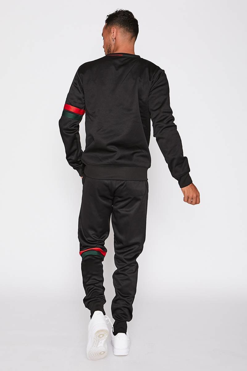 Alfred With Red & Green Striped Crew Neck Tracksuit Alfred With Red & Green Striped Crew Neck Tracksuit