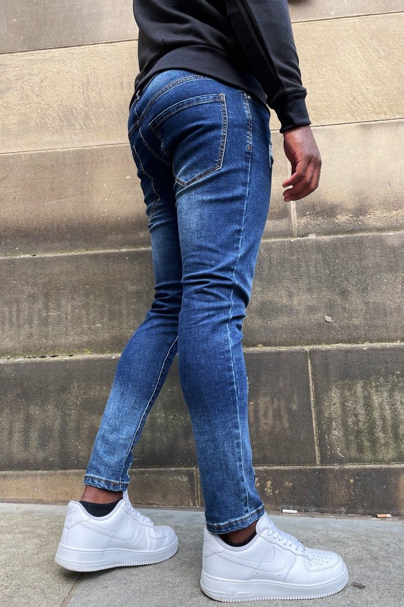 David Skinny Jeans With Knee Rips And Raw Hem Thumbnail David Skinny Jeans With Knee Rips And Raw Hem Thumbnail