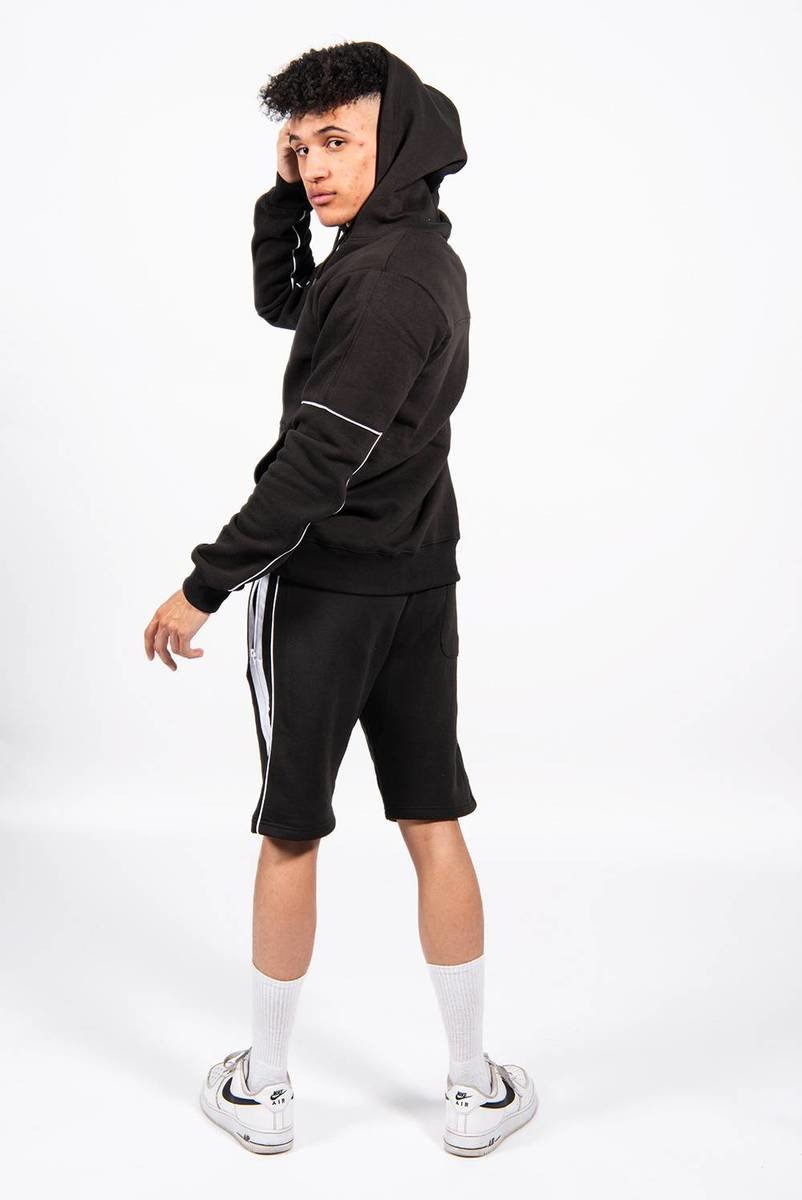 Liam Contrast Zip Piped Hoodie And Short Set Thumbnail Liam Contrast Zip Piped Hoodie And Short Set Thumbnail