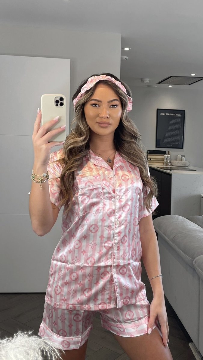 Aleena Printed Pyjama Shorts Set with Headband Thumbnail Aleena Printed Pyjama Shorts Set with Headband Thumbnail
