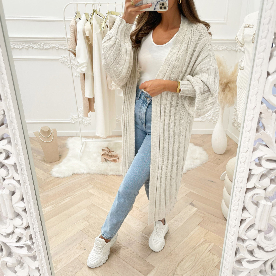 Callie Long Length Knitted Cardigan Thumbnail