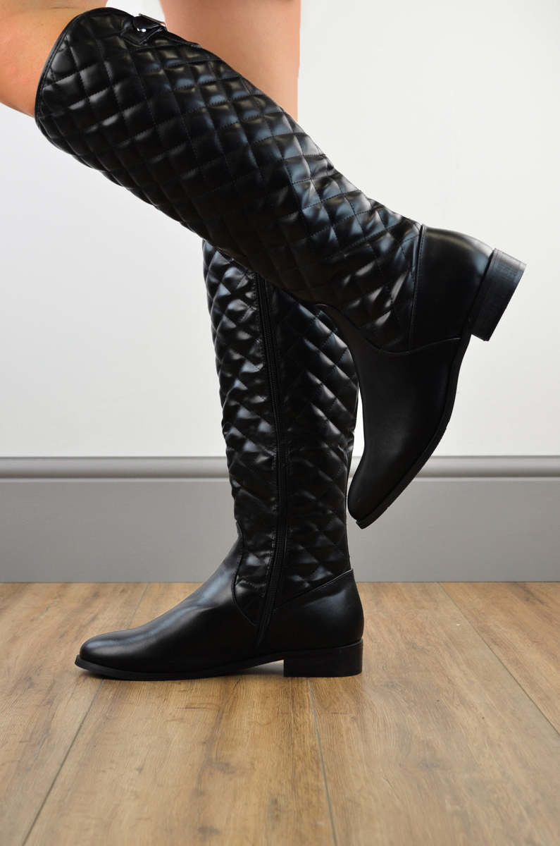 Lily Quilted Calf Flat Boots Lily Quilted Calf Flat Boots