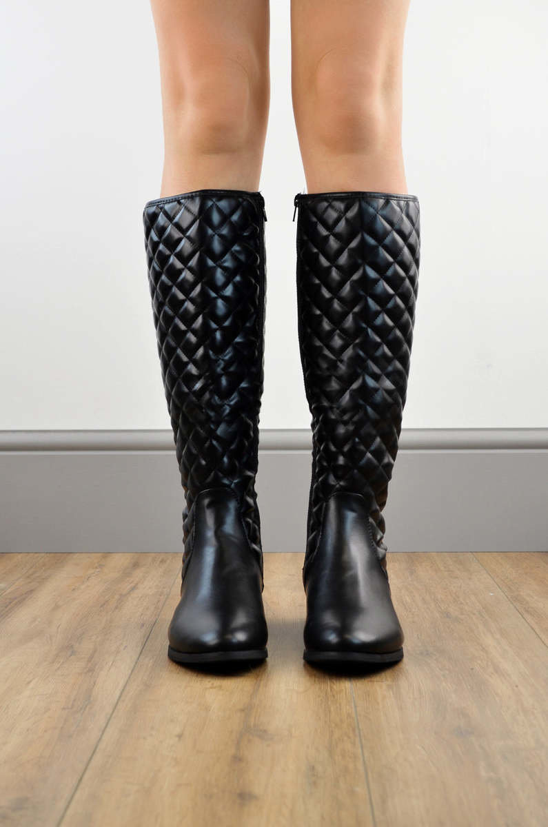 Lily Quilted Calf Flat Boots Thumbnail Lily Quilted Calf Flat Boots Thumbnail