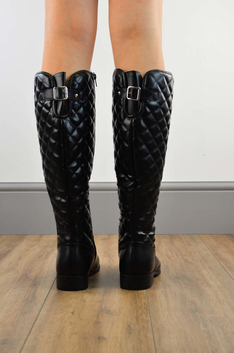 Lily Quilted Calf Flat Boots Thumbnail Lily Quilted Calf Flat Boots Thumbnail
