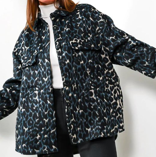 Katie Leopard Printed Button Down Shacket Thumbnail