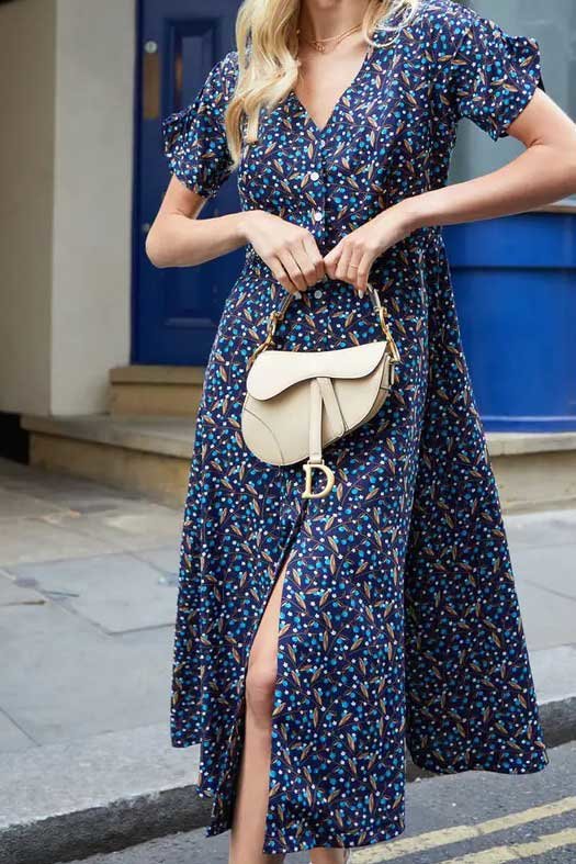 Hazel Floral Short Sleeve Button Midi Dress Thumbnail Hazel Floral Short Sleeve Button Midi Dress Thumbnail