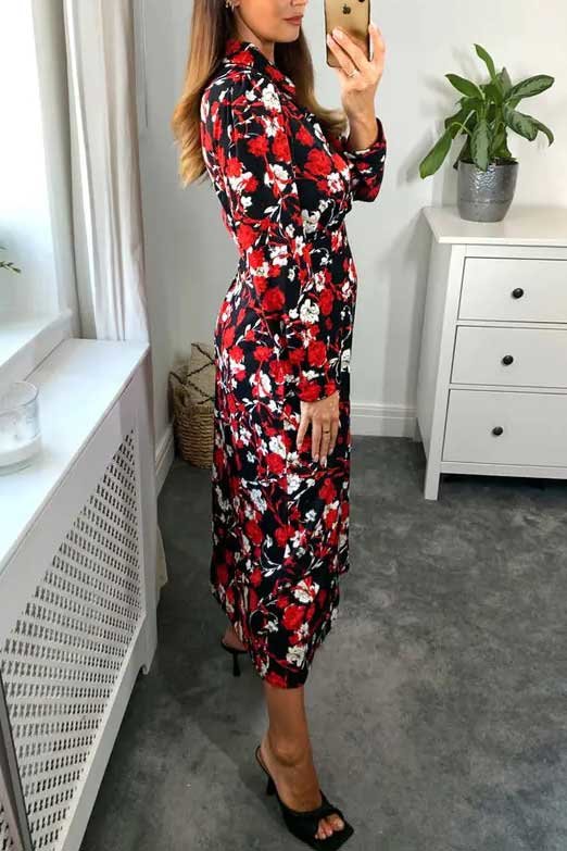 Seren Long Sleeve Floral Shirt Maxi Dress Thumbnail