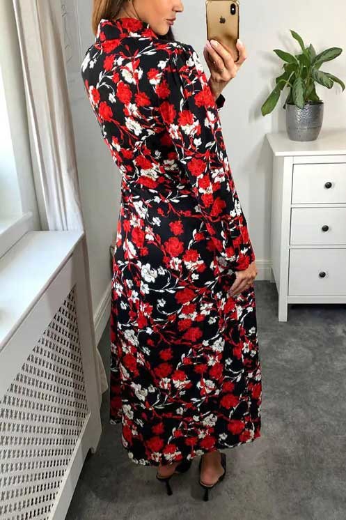 Seren Long Sleeve Floral Shirt Maxi Dress Thumbnail