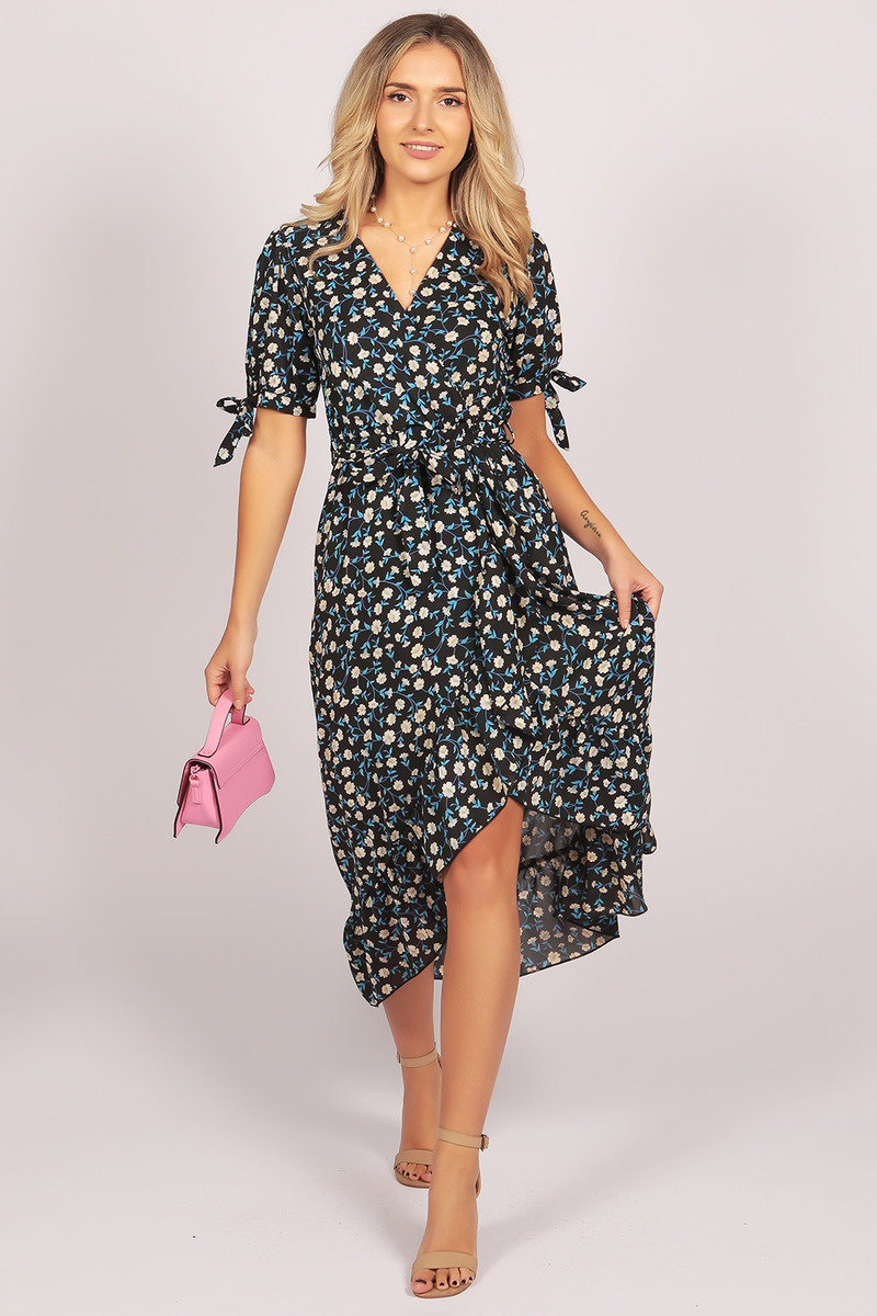 Zofia Short Sleeve Floral Print Ruffle Wrap Maxi Dress Zofia Short Sleeve Floral Print Ruffle Wrap Maxi Dress