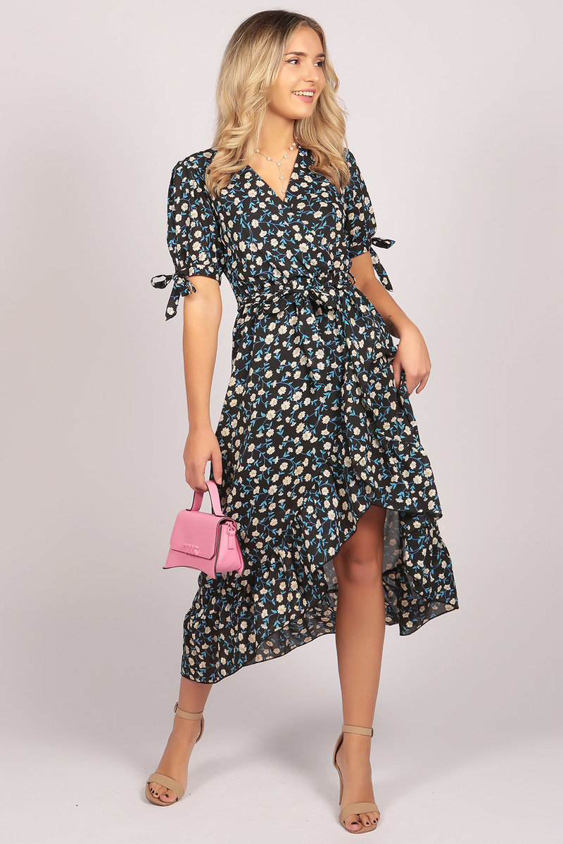 Zofia Short Sleeve Floral Print Ruffle Wrap Maxi Dress Thumbnail Zofia Short Sleeve Floral Print Ruffle Wrap Maxi Dress Thumbnail