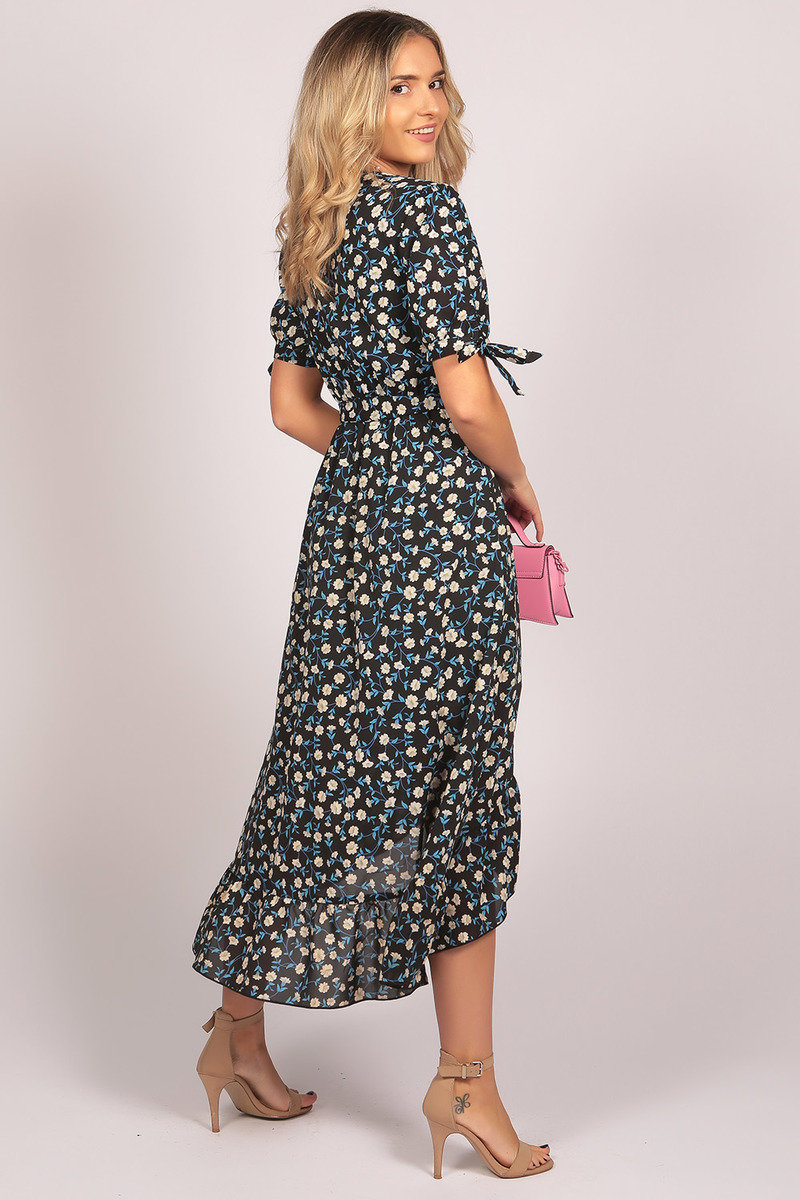 Zofia Short Sleeve Floral Print Ruffle Wrap Maxi Dress Thumbnail Zofia Short Sleeve Floral Print Ruffle Wrap Maxi Dress Thumbnail