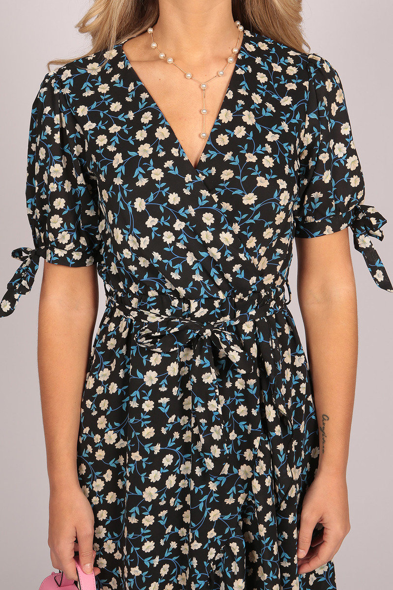 Zofia Short Sleeve Floral Print Ruffle Wrap Maxi Dress Thumbnail Zofia Short Sleeve Floral Print Ruffle Wrap Maxi Dress Thumbnail