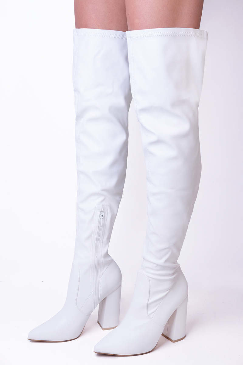 Juniper Block Heel Knee High Boots with Pointed Toe Juniper Block Heel Knee High Boots with Pointed Toe
