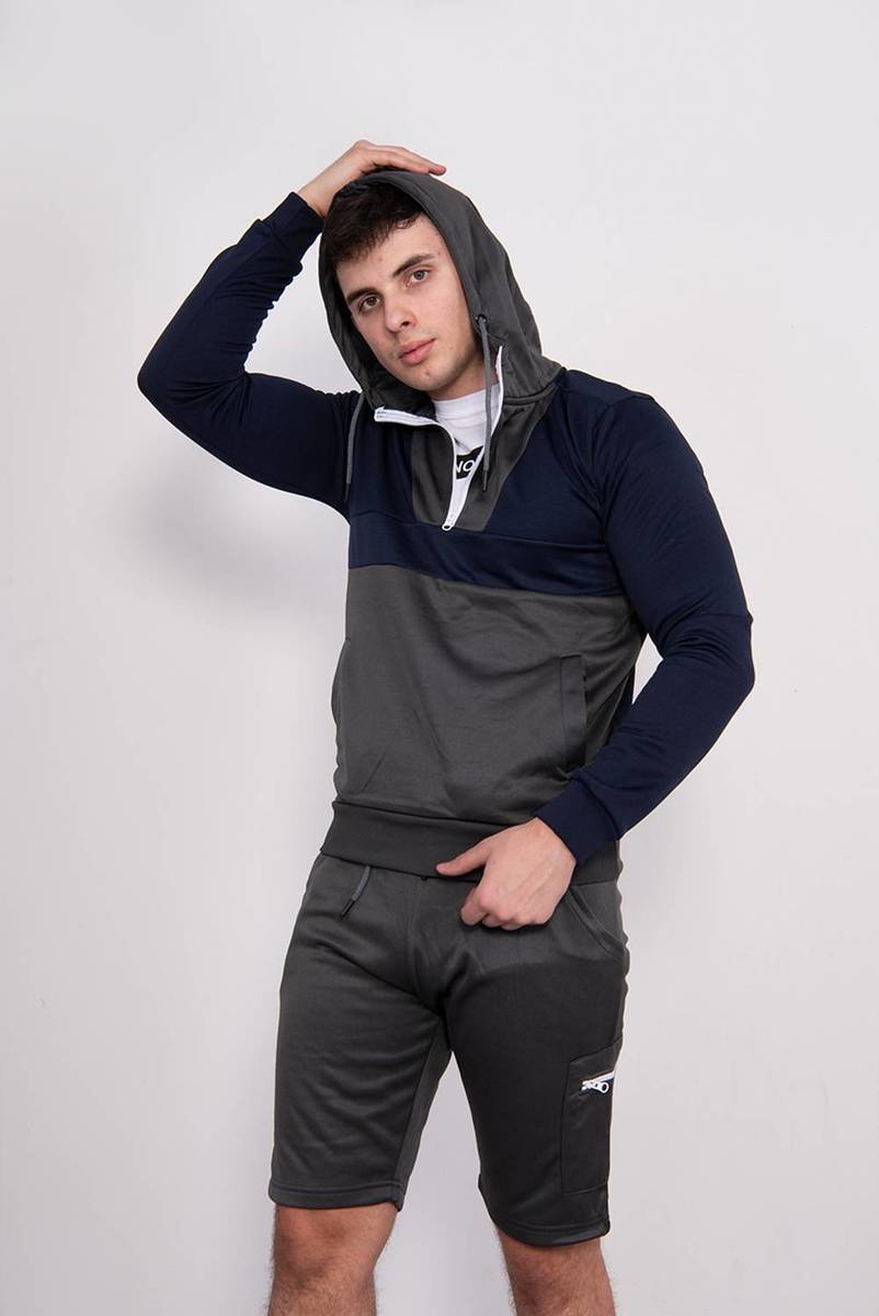 Cooper Two Tone Half Zip Hooded Short Set Thumbnail Cooper Two Tone Half Zip Hooded Short Set Thumbnail
