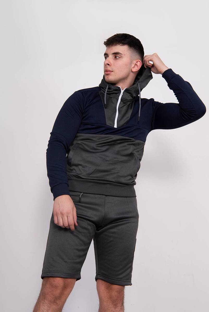 Cooper Two Tone Half Zip Hooded Short Set Thumbnail Cooper Two Tone Half Zip Hooded Short Set Thumbnail