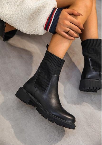 Ava Sock Chunky Ankle Boots