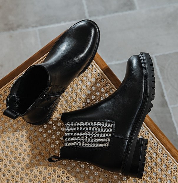 Priya Chunky Boots with Zip and Stones Detail Thumbnail Priya Chunky Boots with Zip and Stones Detail Thumbnail